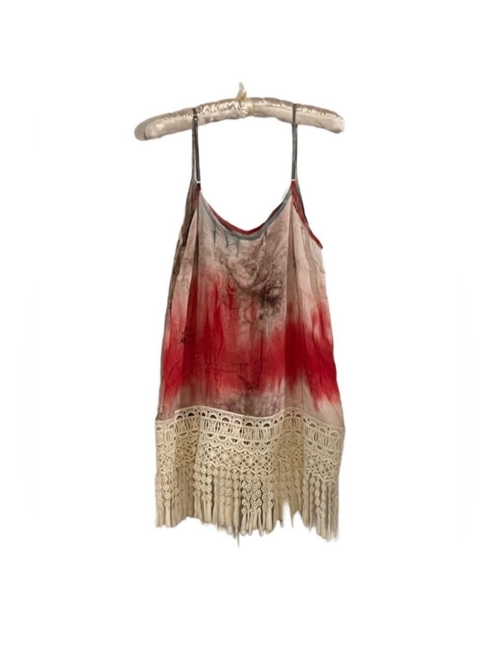 Entro Tie Dye Lace Fringe Cami Size Medium - Picture 6 of 6